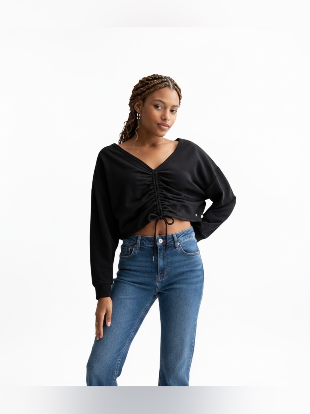 Limited Too Long Sleeve Ruched-Front Crop Top NWT